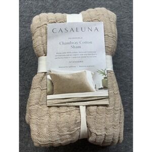 Casaluna Chambray Cotton Sham Reversible Standard Tan‎